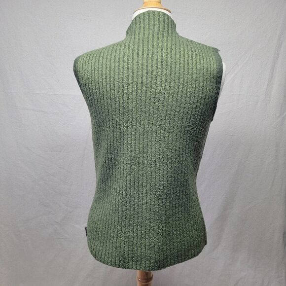 Woolrich Green 100% Wool Ribbed Knit Zip Front Vest Size Large - Picture 6 of 9